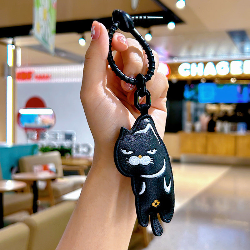 Wholesale Cool Black Cat Leather Keychain Cartoon Design Cute Bag Charm Fashion Accessory For Everyday Use And Boutique Resale