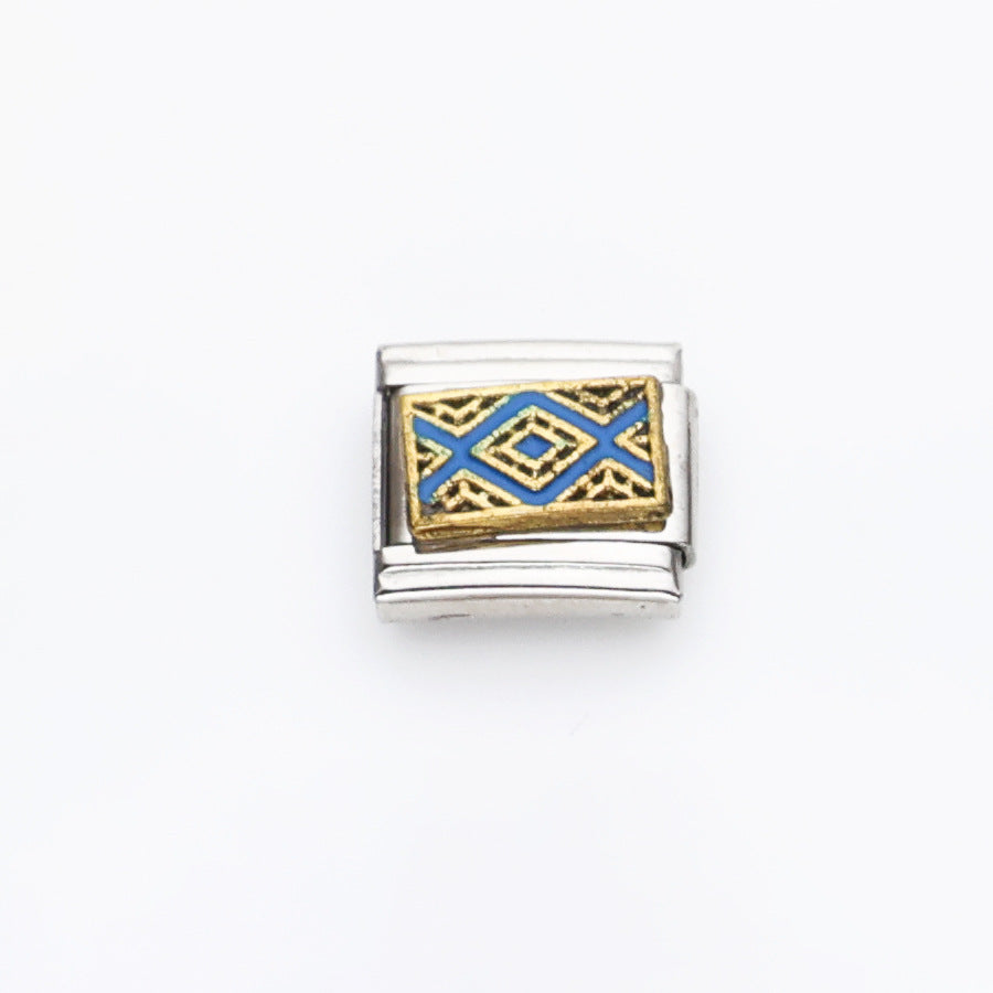 Wholesale 10pcs Italian Charm Bracelet 9mm DIY Splicing Flower Geometric Pattern Stainless Steel Composable Bracelet