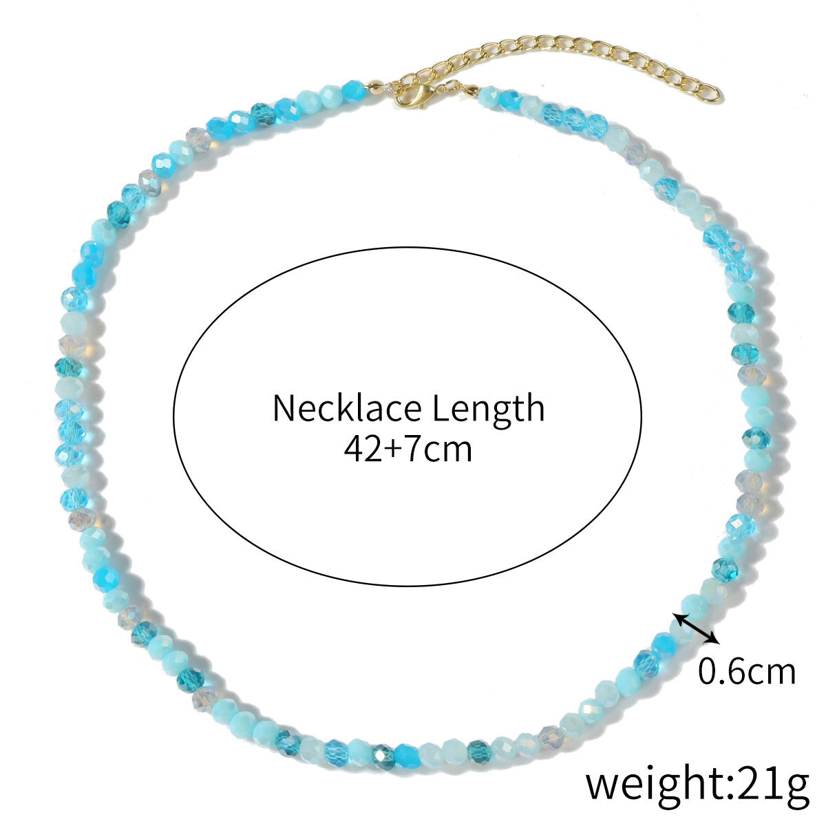 Wholesale  Non-Fading Simple Rice Bead Beaded Necklace Women' s Light Luxury Niche Design Color Crystal Necklace