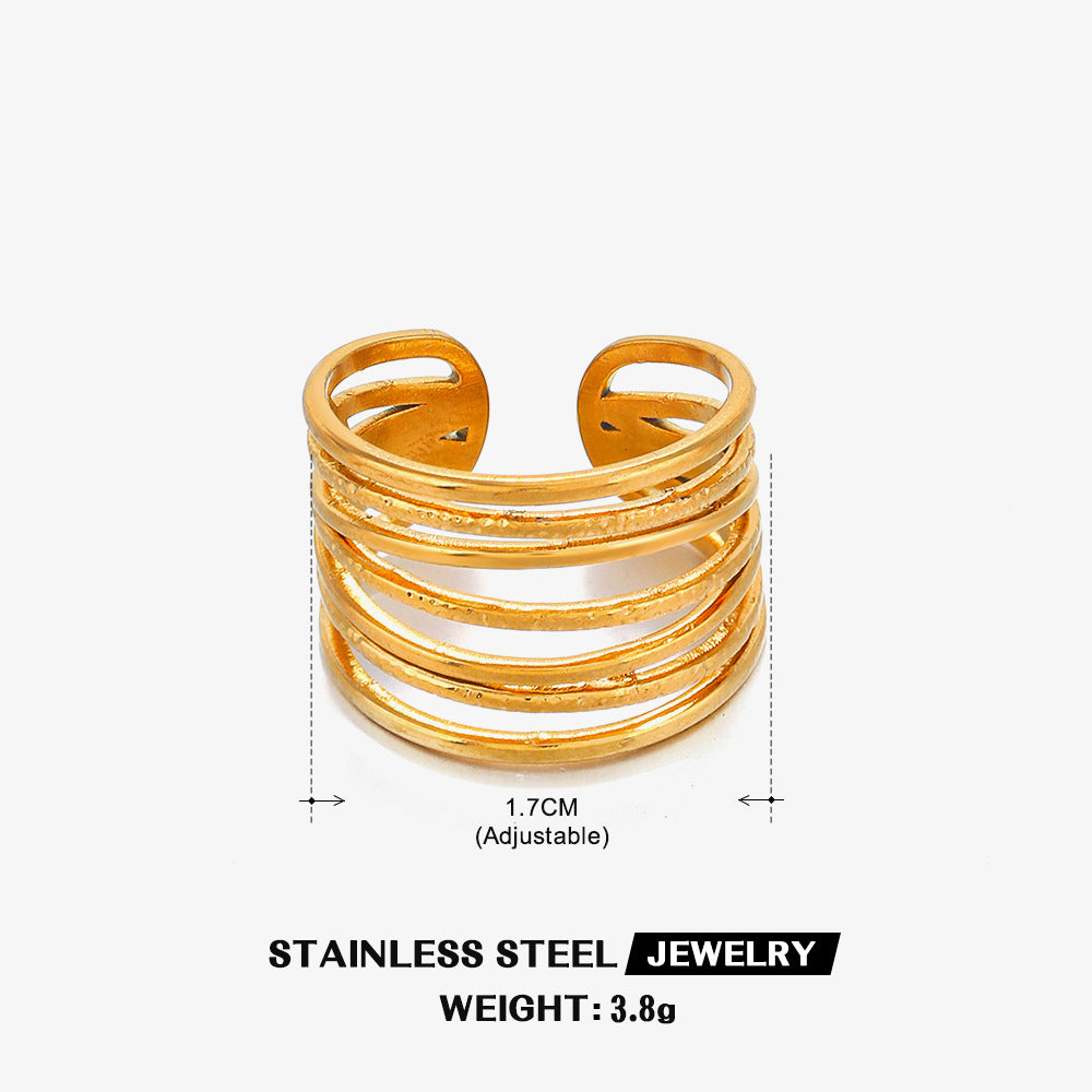 Wholesale Stainless Steel Heart 18K Gold Plated Open Ring