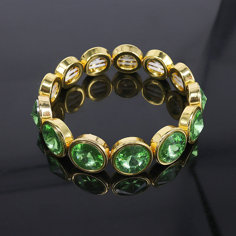 Wholesale Vacation Style Gold Electroplated Zinc Alloy Colored Glass Bracelet,  Modern Jewelry Accessory
