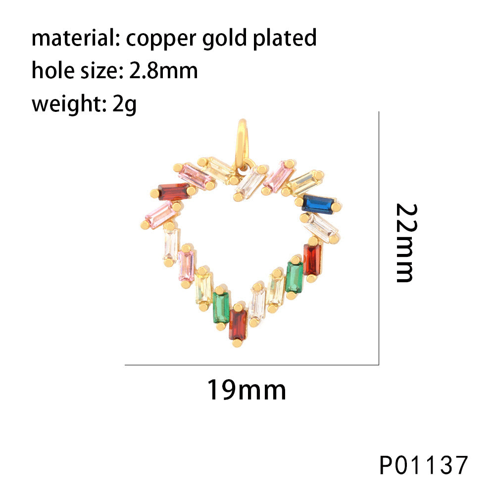 Wholesale Micro-inlaid star and moon six-pointed star round heart pendant