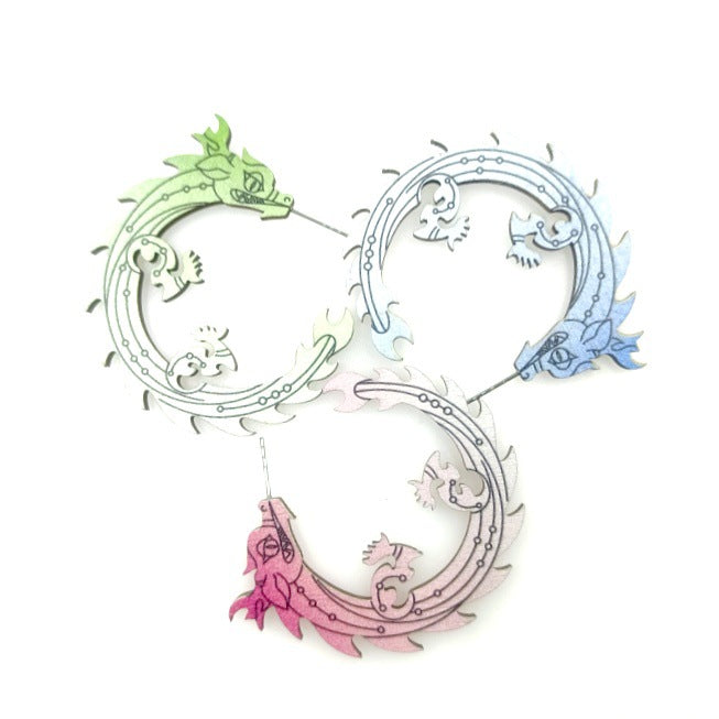 Wholesale Creative C-shaped Wood Gradient Earrings ACC-ES-Yinx007