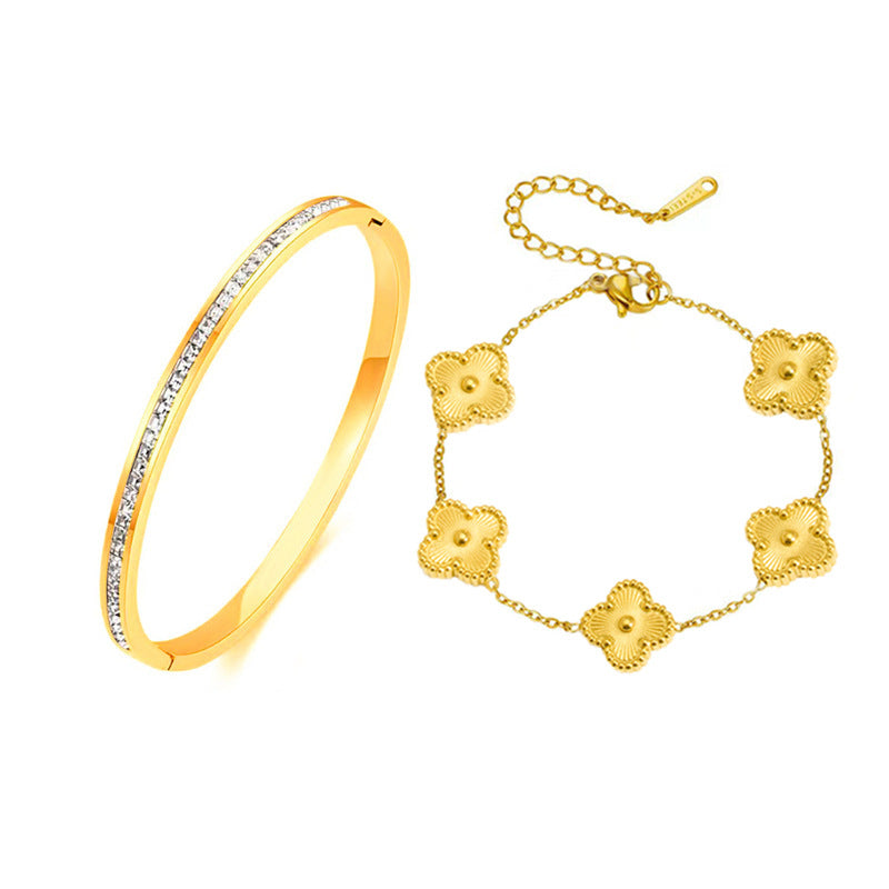 Wholesale Titanium Steel Square Diamond Small Waist Bracelet Stacked Bracelet