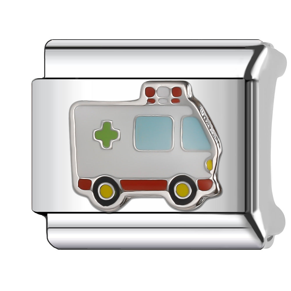 Bracelet de charme italien en gros de 9 mm Série d'avion à boule de bricolage Bracelet composable en acier inoxydable