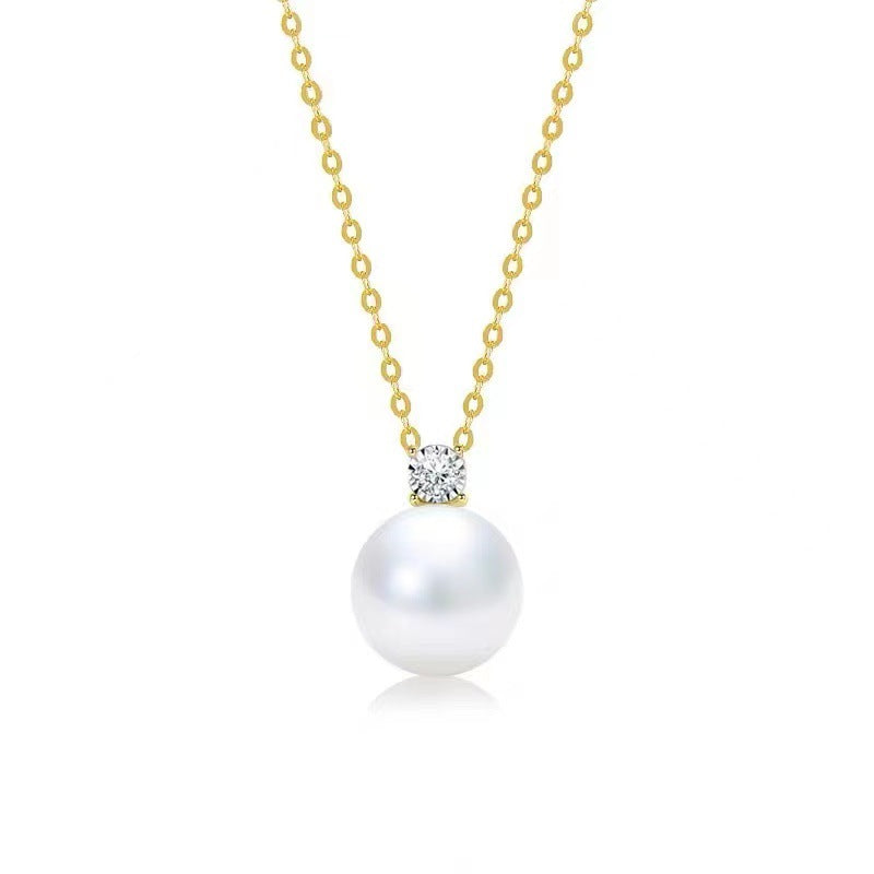 Wholesale 18k gold necklace micro inlaid zircon pearl necklace