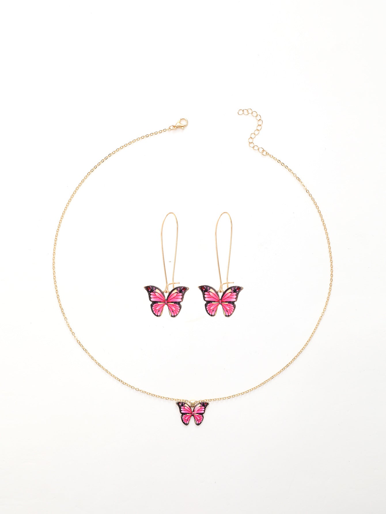 Wholesale  Three-piece Set Summer Beach Style Color Butterfly Gold Chain