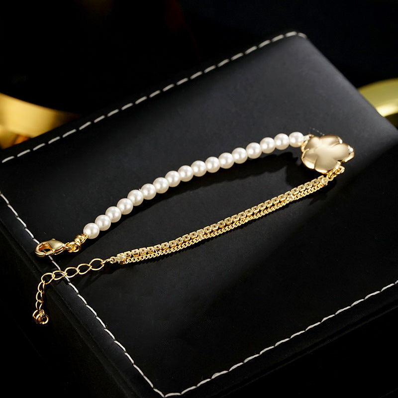 Wholesale Beaded Water Drop Oil Camellia Bracelet