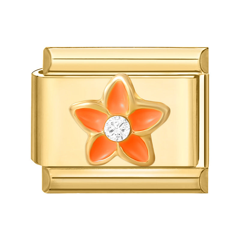 Wholesale 9mm Italian Charm Starter Bracelets DIY Gold Flower Stainless Steel Composable Bracelet