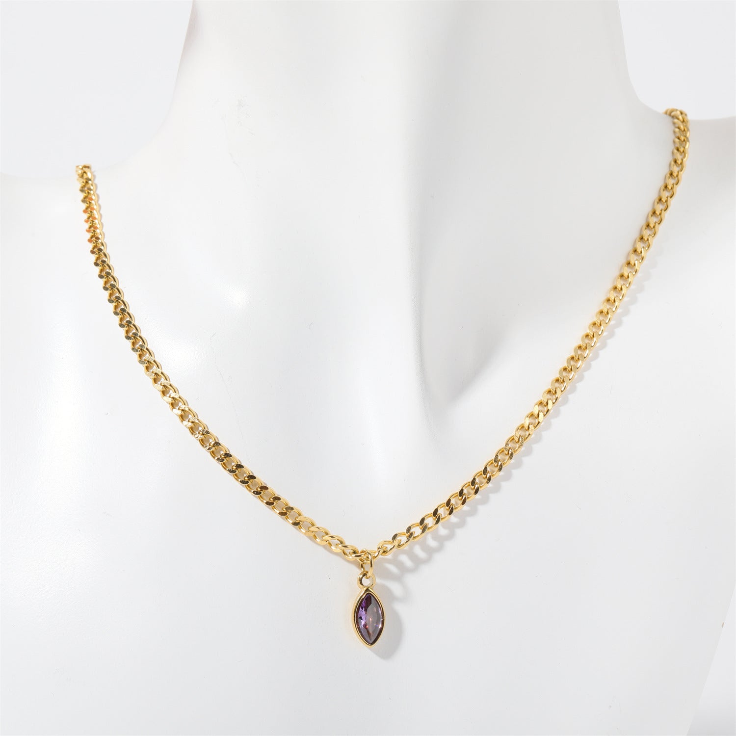 Wholesale  Titanium Steel Horse Eye Zircon Necklace