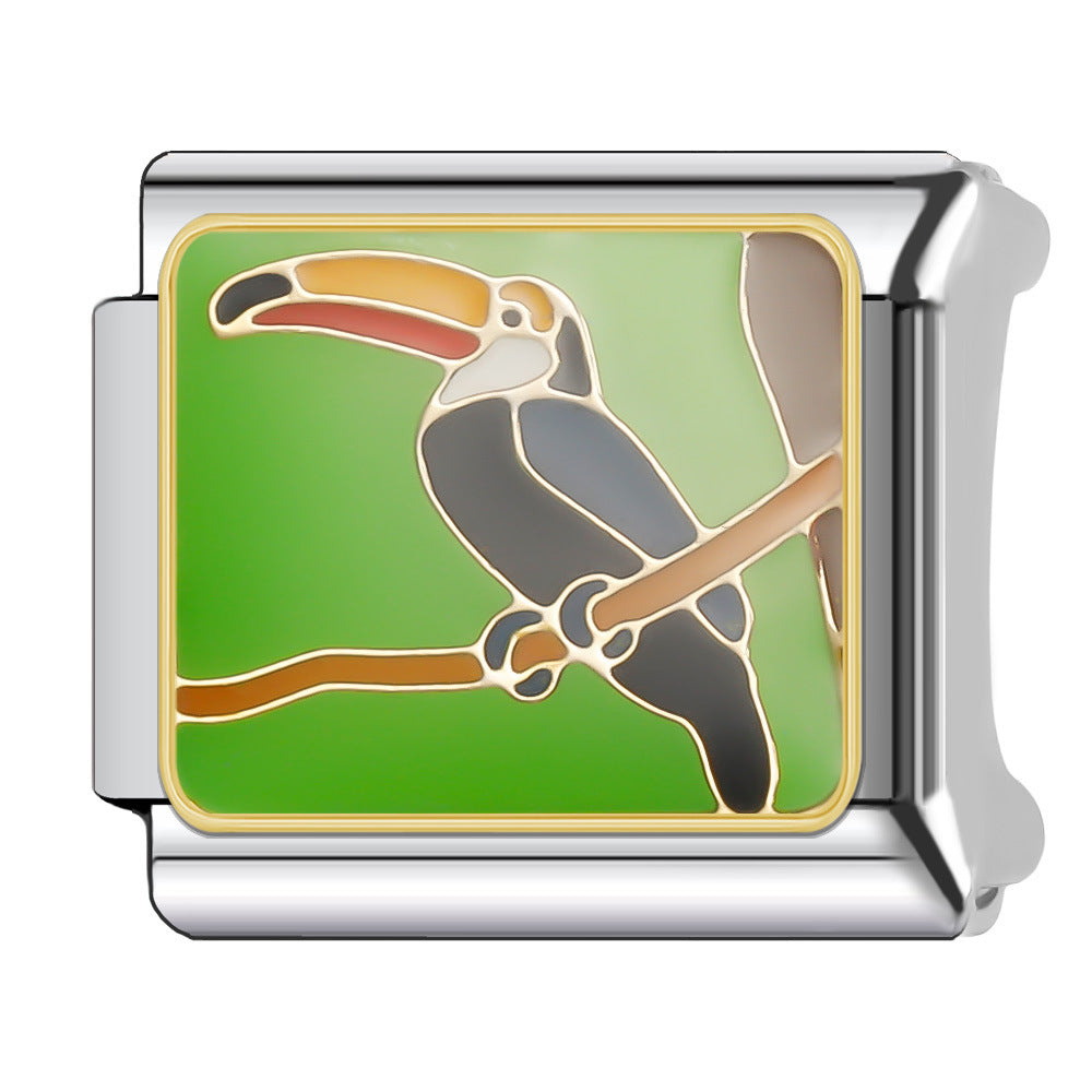 Wholesale Italian Charm Bracelet 9mm DIY Splicing Cute Animal Series Stainless Steel Composable Bracelet