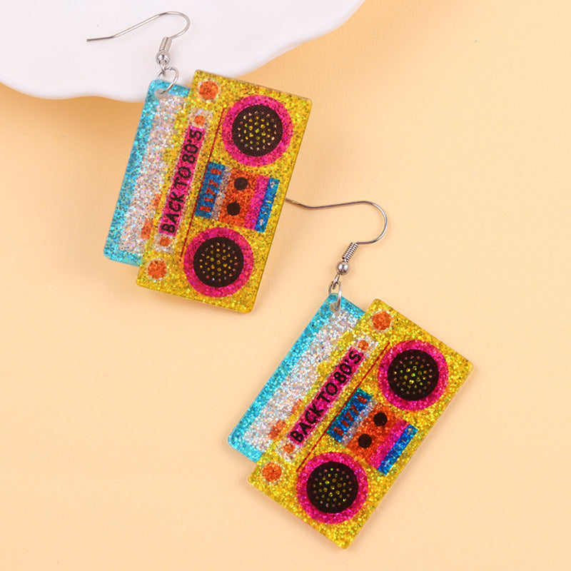 Wholesale  Retro Earrings Colorful Shiny Tape Acrylic Earrings