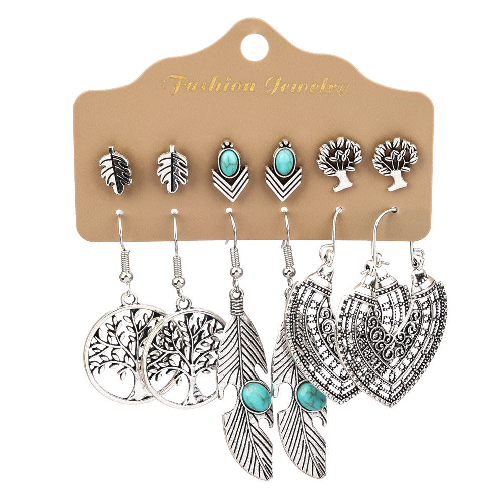 Wholesale Retro Owl Earrings Set 6 Pieces Alloy Electroplated Boutique Resale