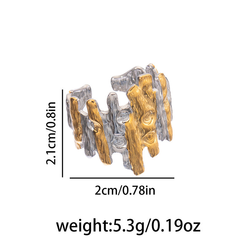 Wholesale Titanium Steel Open Ring Retro Palace Style Fashion Vacation Jewelry Accessory