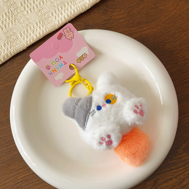 Wholesale Short Plush Cat Keychain DIY Handmade Bag Charm Women S Gift Decorative Boutique Resale
