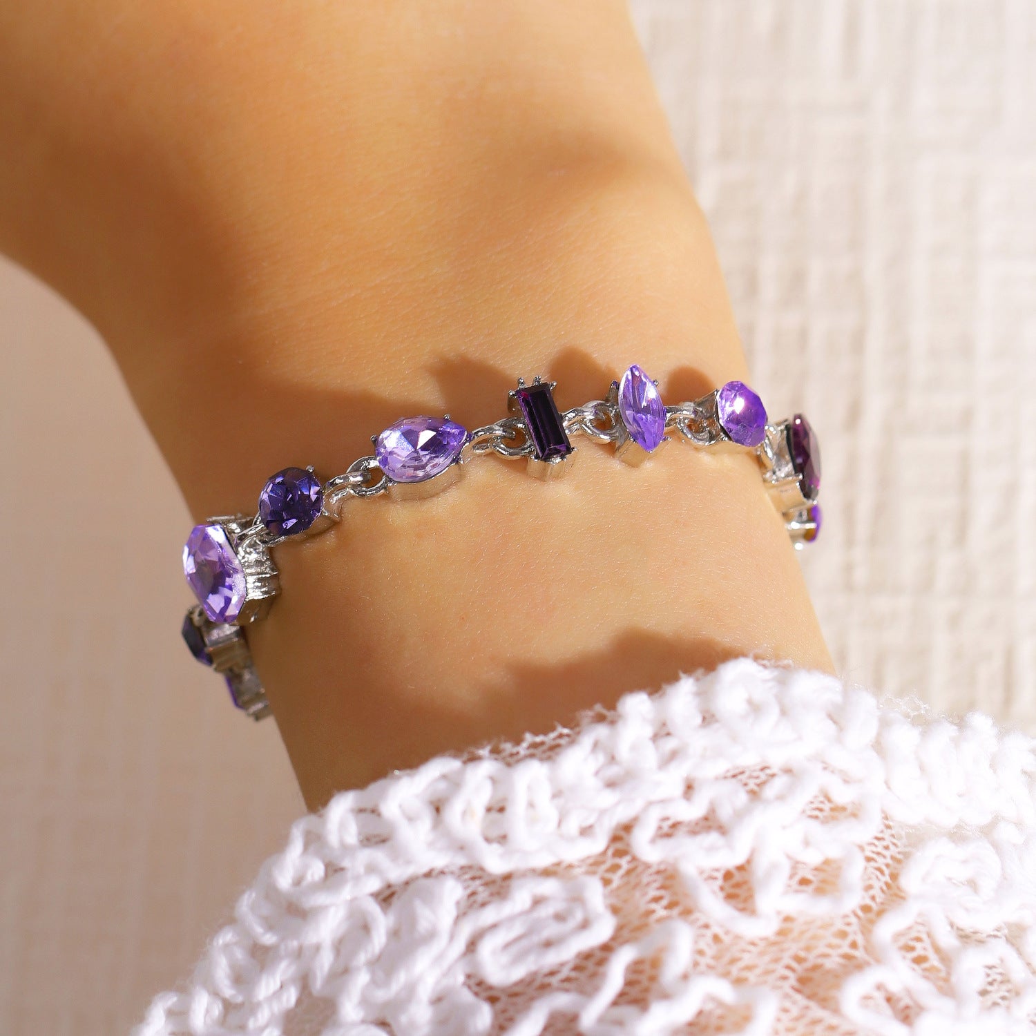 Wholesale Zinc Alloy Electroplated Fruit Shaped Colorful Candy Bracelet Irregular Sparkling Women S Fashion Accessory