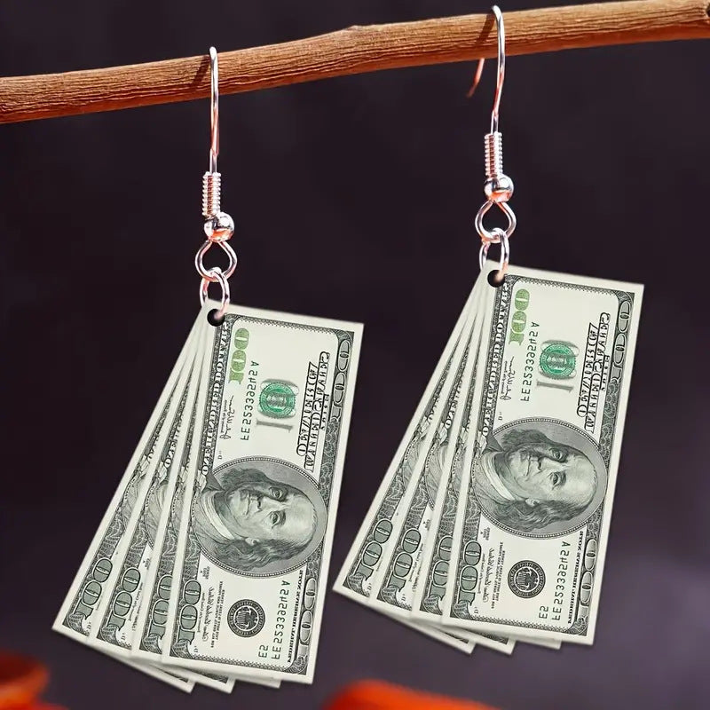 Wholesale 2D Dollar Acrylic Earrings ACC-ES-FuSu015