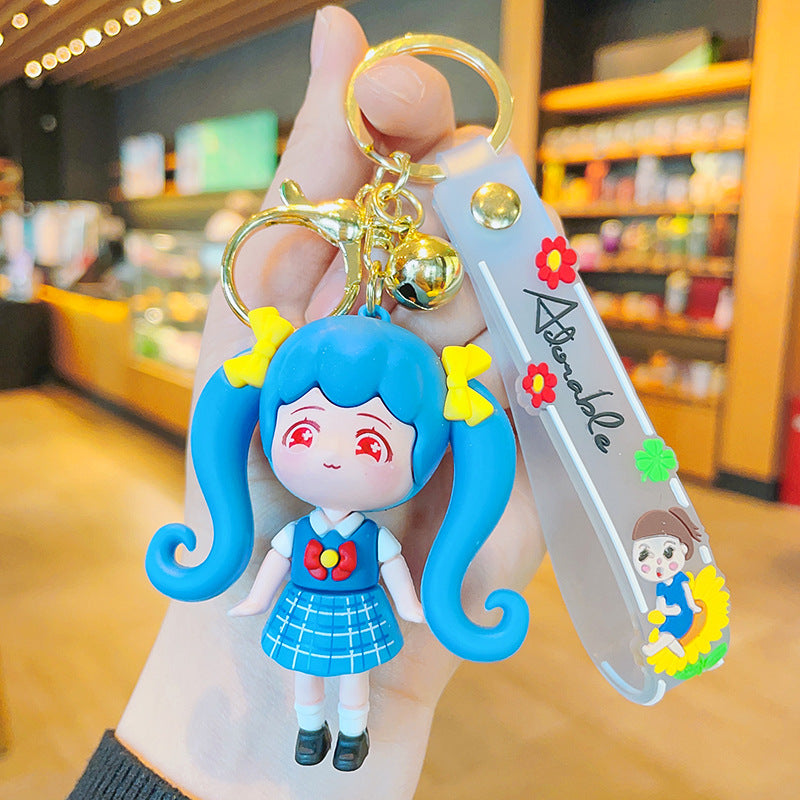Wholesale Cartoon Creative Trendy Girl Keychain Creative Pvc Doll Couple Bag Pendant