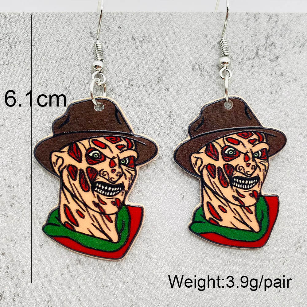 Wholesale Halloween Horror Skull Acrylic Earrings ACC-ES-PuCi001