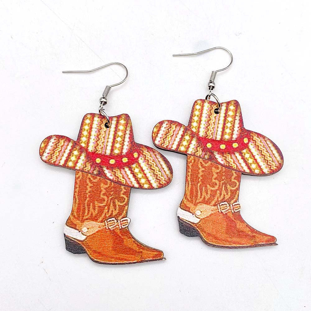 Wholesale Western cowboy  earrings Wood Earrings