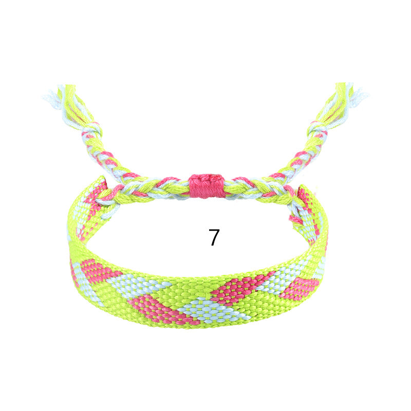 Wholesale Bohemian ethnic style cotton and linen woven bracelet