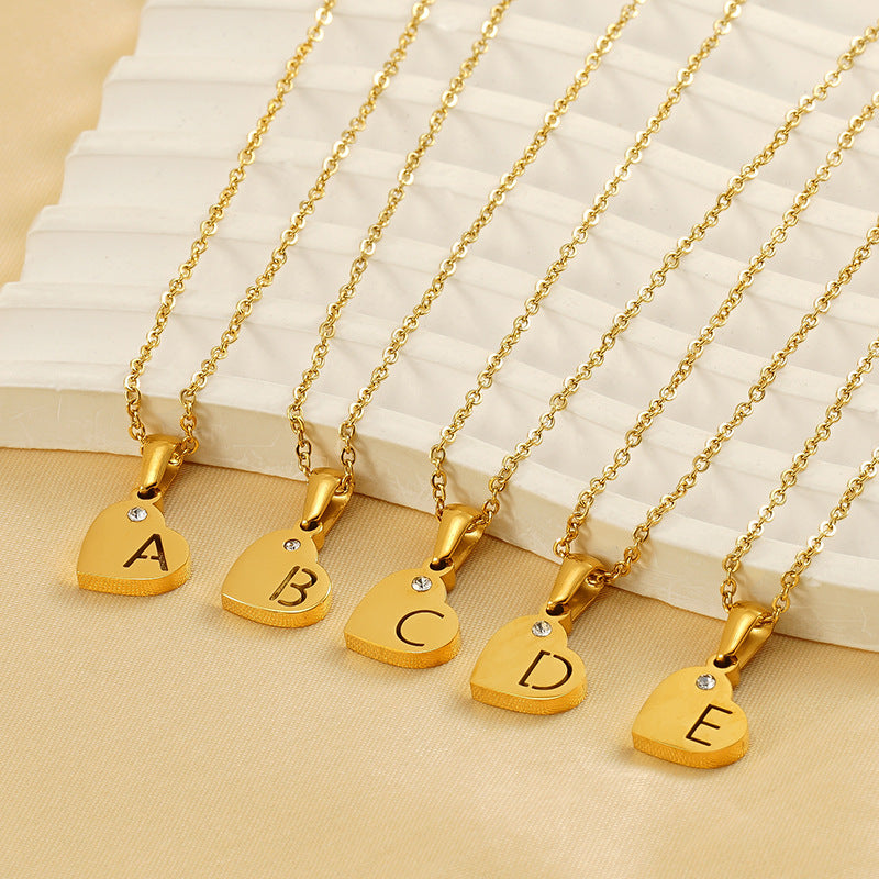 Wholesale Diamond Heart Letter Necklace ACC-NE-ZhongYao005