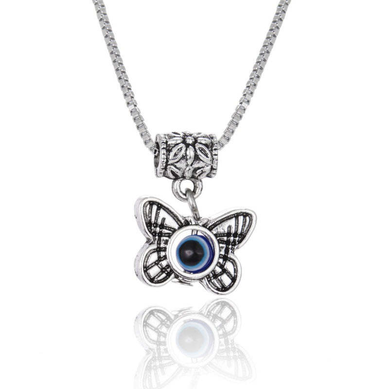 Wholesale  butterfly turtle hollow blue eyes squint animal pendant  necklace