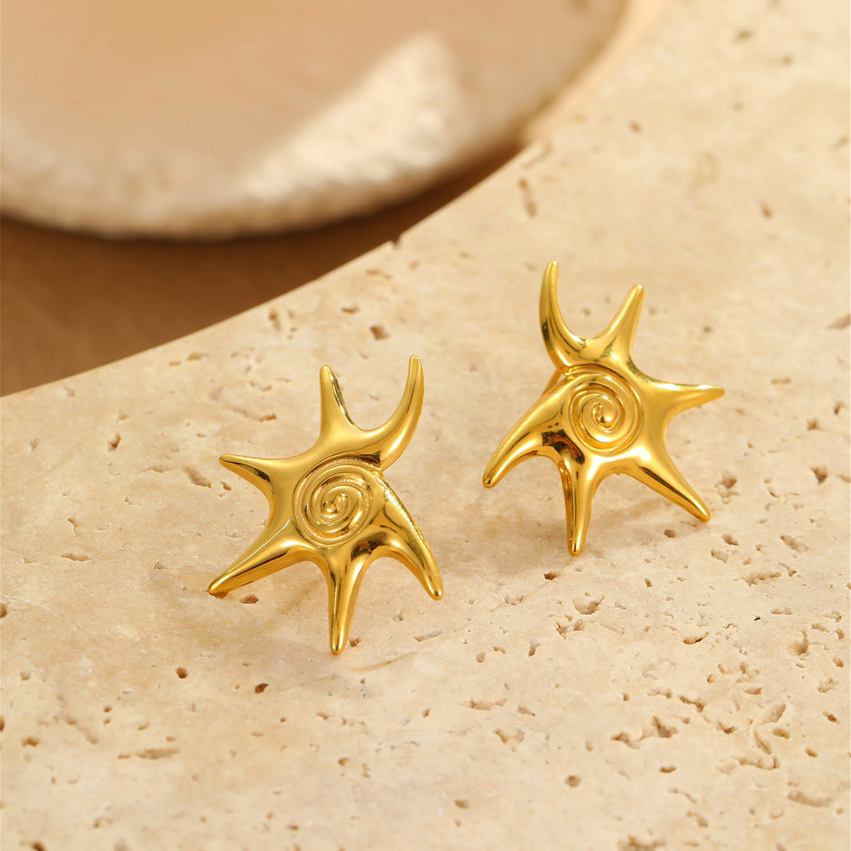 Wholesale  Ocean Style Stainless Steel Earrings Irregular Starfish Vortex  Earrings
