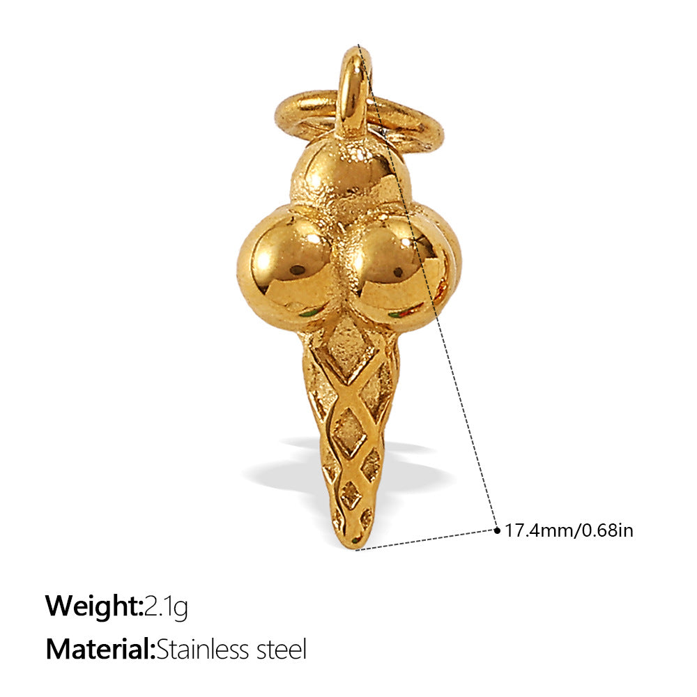 Wholesale  Food Series Ice Cream Donut Cake Titanium Steel Pendant DIY Necklace Bracelet Jewelry Accessories Cute