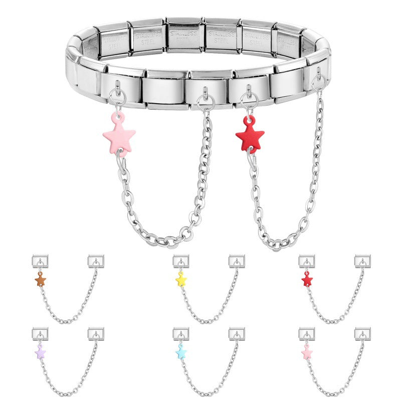Wholesale Italian Charm Bracelet 9mm DIY Splicing Double Pendant Stainless Steel Composable Bracelet