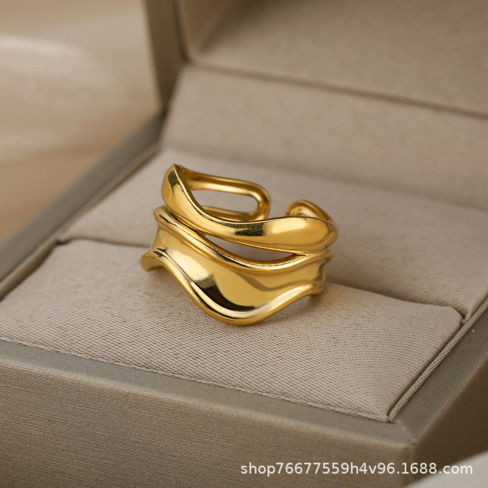 Wholesale  Light Luxury Stainless Steel 18k Gold Plated Ring