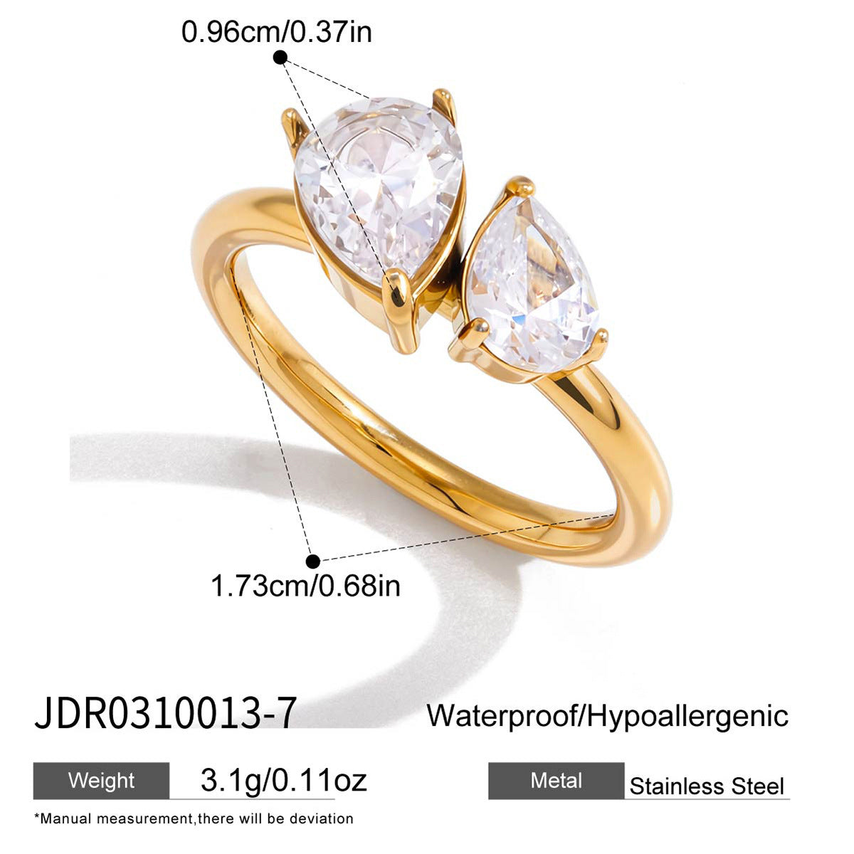 Wholesale Stainless steel rhinestone ring