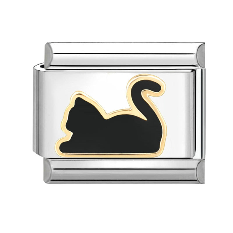 Wholesale Italian Charm Bracelet 9mm DIY Splicing Removable Stainless Steel Black Series Composable Bracelet