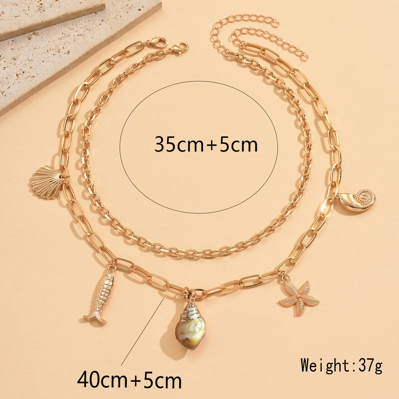 Wholesale Beach Shell Ocean Shell Double-Layer Necklace