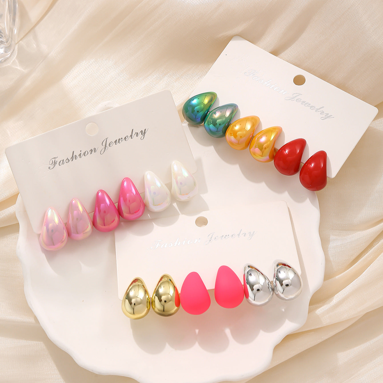 Wholesale Trendy Dopamine Drop Earring Set Stylish Fashion Accessory Mixed Colors Resin Women S Earrings Party Gift