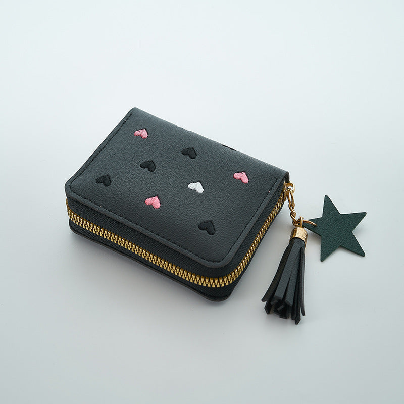 Wholesale Tassel Zipper Wallet for Women Cute Coin Purse Bright Red Chic Fashion Accessory