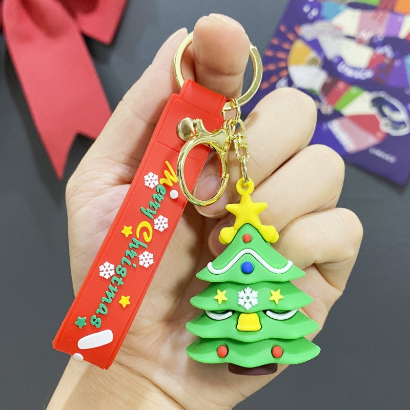 Wholesale PVC Soft Rubber Creative Christmas Old Man Christmas Tree Keychain ACC-KC-WuY002