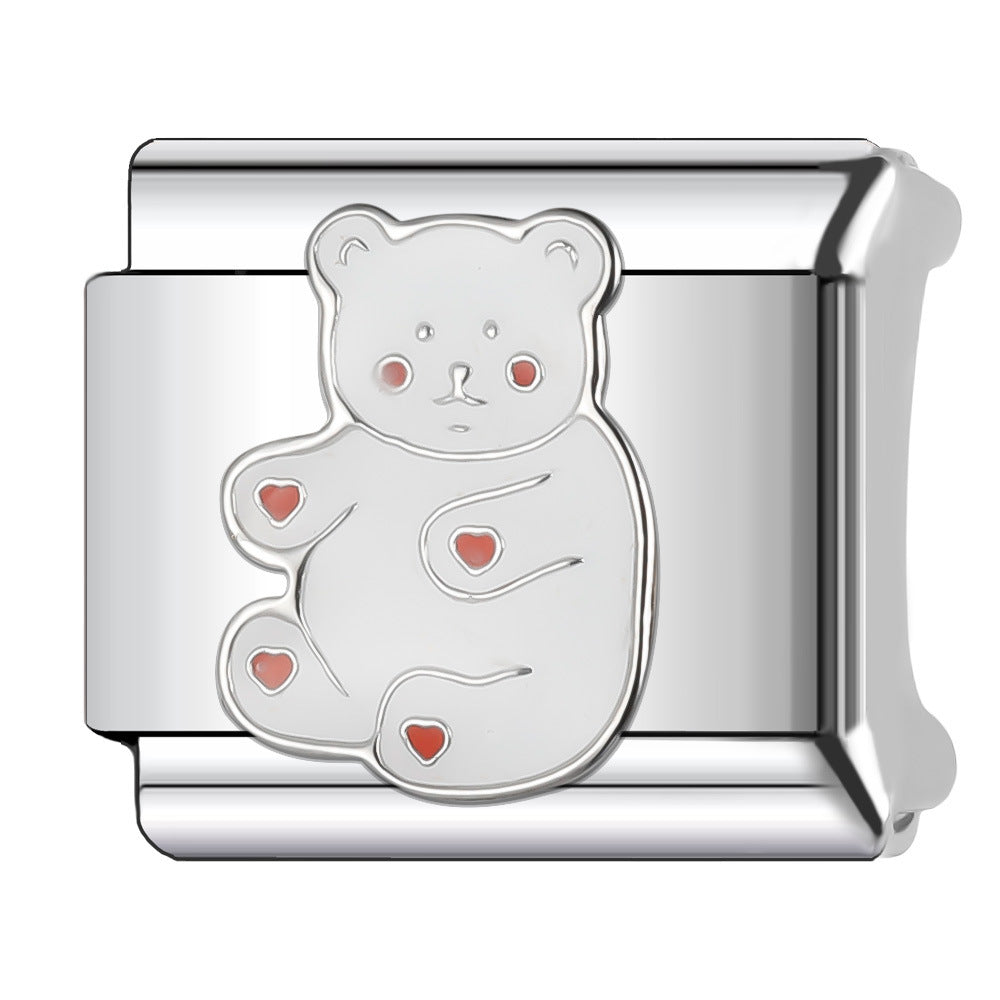 Wholesale Italian Charm Bracelet 9mm DIY Splicing Cute Cartoon Animal Stainless Steel Composable Bracelet