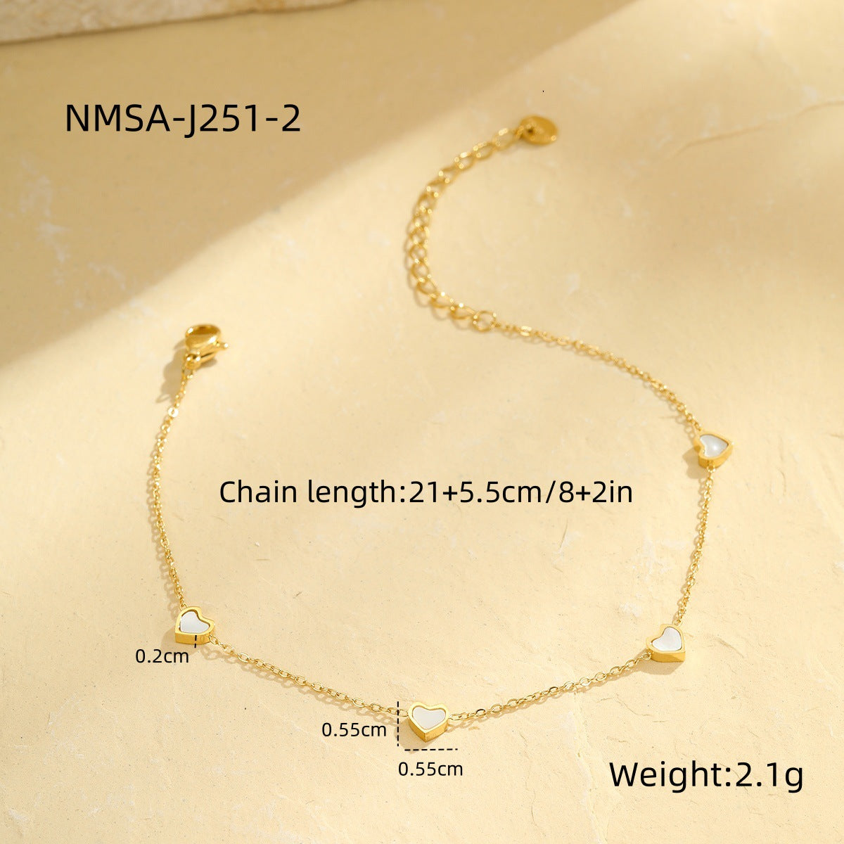 Wholesale Stainless Steel  Baibei ginkgo leaf love exquisite simple anklet