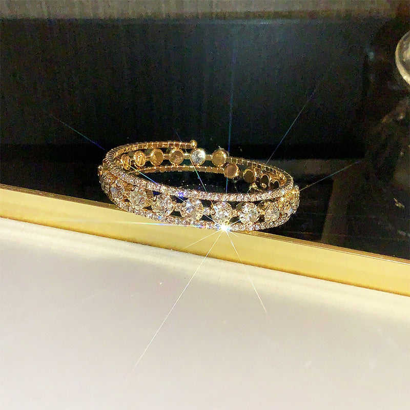 Wholesale Alloy Electroplated Bracelet with Multiple Rows of Ring Opening Rhinestones Layered Bracelet Set ACC-BT-Miaosi002