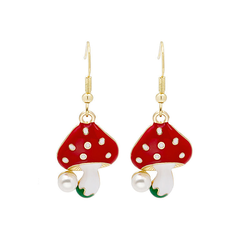Wholesale Funny Cartoon Mushroom Earrings