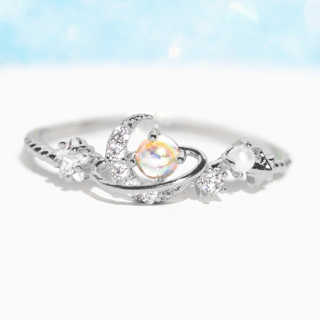 Wholesale  Zircon Moon Star Butterfly Heart-Shaped Opening Adjustable Ring