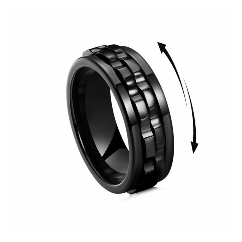 Wholesale Titanium Steel Polished Rotating Decompression Ring Boutique Resale Jewelry