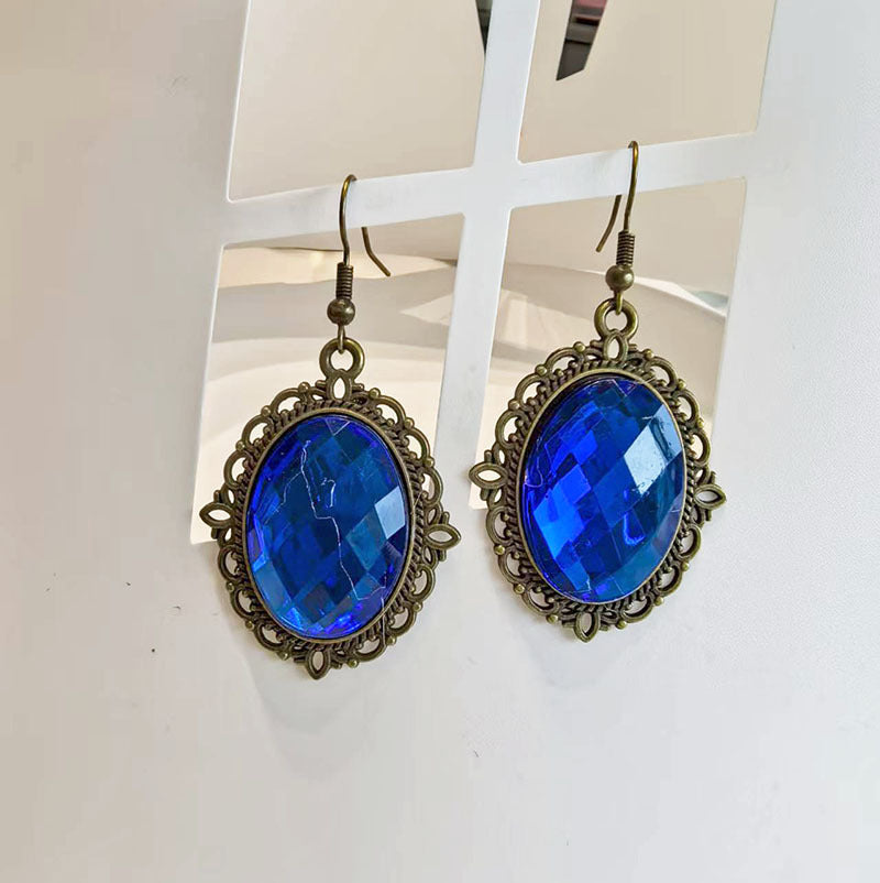 Wholesale Vintage Oval Acrylic Gem Earrings Geometric Fashion Jewelry Accessory for Women