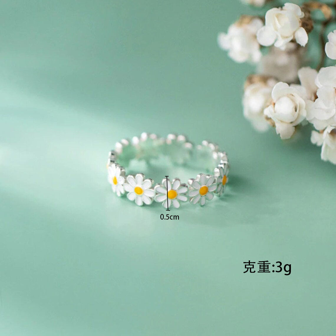 Wholesale White Flower Glue Dropping Ring