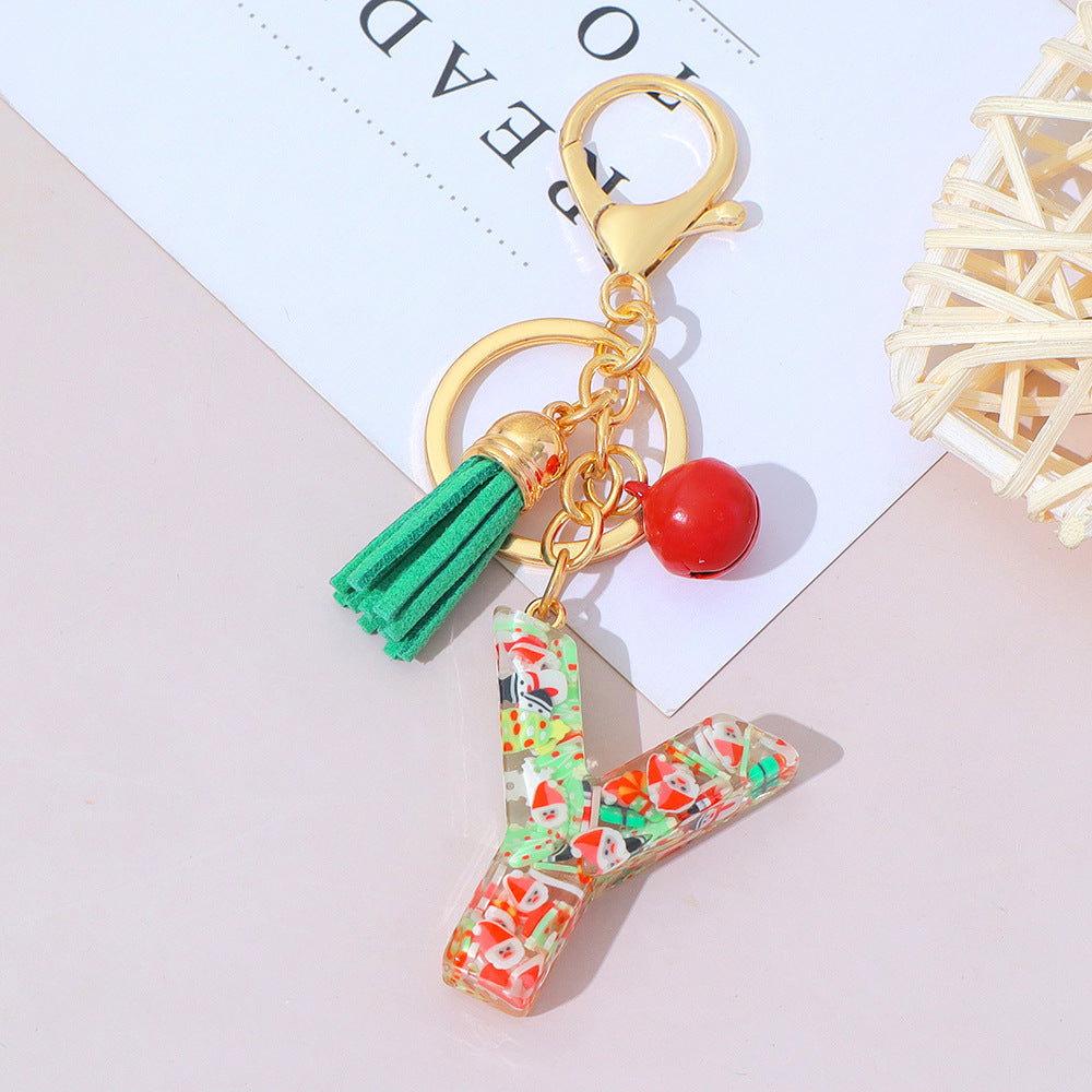 Wholesale Resin English Letter Keychain with Tassel Festive Holiday Party Bag Charm