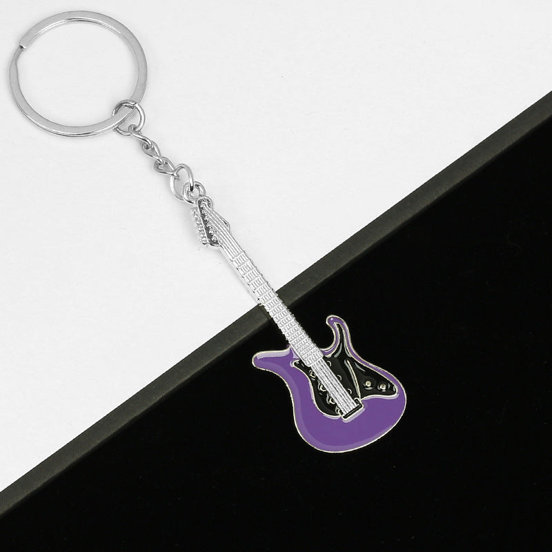Wholesale Metal Musical Instrument Colorful Guitar Keychains ACC-KC-HongAo013