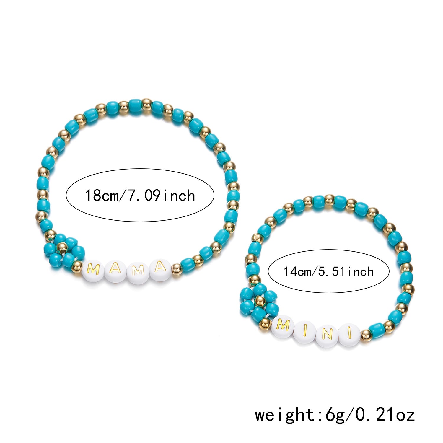 Wholesale  2pcs/set Mother's Day Mama Parent-child Rice Beads Flower Woven Bracelet