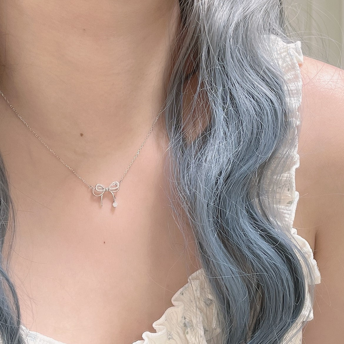 Wholesale Bow Necklace Pendant Diamond Clavicle Chain ACC-NE-Qiyou001