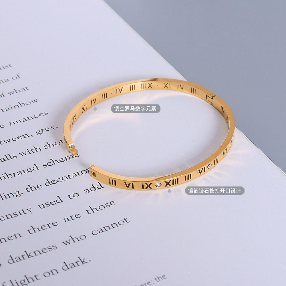 Wholesale Diamond Bracelet Titanium Steel Plated 18k Gold ACC-BT-Fangt002